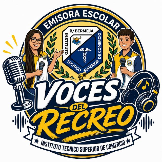 Logo de la emisora escolar Voces del Recreo del Instituto Técnico Superior de Comercio
